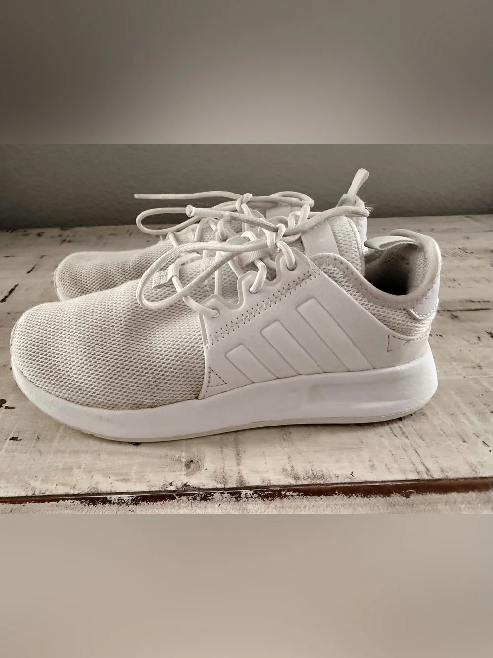 Adidas Originals X_PLR Triple White Mesh Sneakers Kids Size 3.5 Youth EU 35